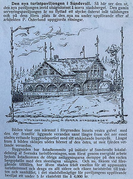 Artikel från invigningen av Turistpaviljongen på Norra Berget 1901.